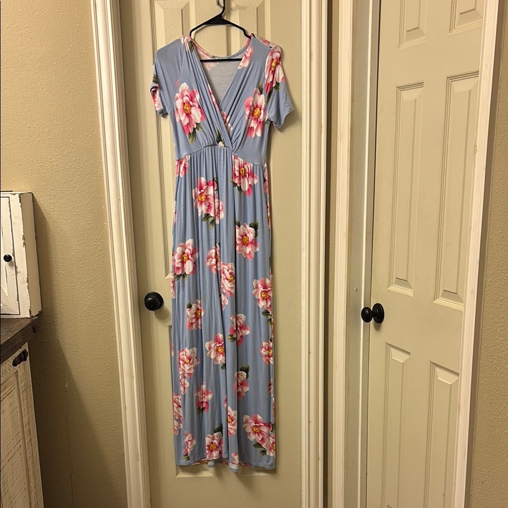 Floral Blue Maxi Dress